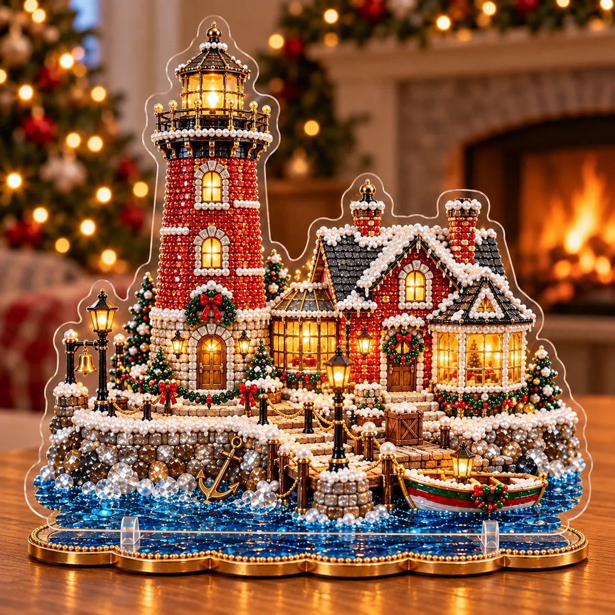 🎄 LAST DAY 49% OFF – Premium 2D Pearl Christmas Lighthouse Diamond Painting Art Kit | Luxury Flocked Canvas with Scratch-Resistant Non-Fading Pearl Beads DIY Holiday Decor 🎅⛄️❄️