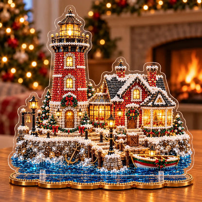🎄 LAST DAY 49% OFF – Premium 2D Pearl Christmas Lighthouse Diamond Painting Art Kit | Luxury Flocked Canvas with Scratch-Resistant Non-Fading Pearl Beads DIY Holiday Decor 🎅⛄️❄️