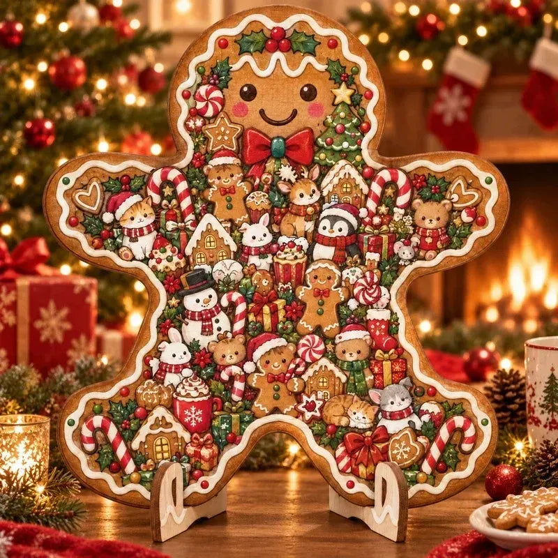🎄🧩 Wooden Christmas Puzzle Set with Stand – 9 Festive Designs to Build & Display