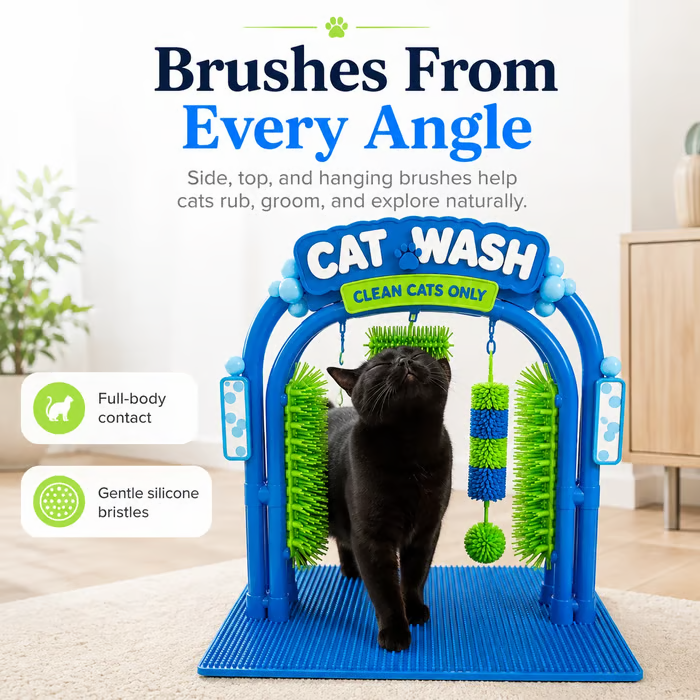 🐱 Interactive Cat Self-Grooming Arch – Multi-Angle Massage Brush & Play Station