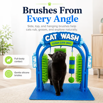 🐱 Interactive Cat Self-Grooming Arch – Multi-Angle Massage Brush & Play Station