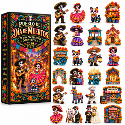 💀🌼24-Day Day of the Dead Collectible Countdown Calendar with 24 Unique Miniatures
