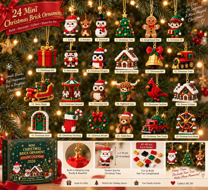 ⏳ Last Day 49% OFF – 🎄24-Day Mini Christmas Brick Ornament Advent Calendar