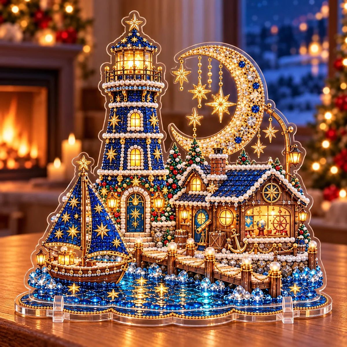 🎄 LAST DAY 49% OFF – Premium 2D Pearl Christmas Lighthouse Diamond Painting Art Kit | Luxury Flocked Canvas with Scratch-Resistant Non-Fading Pearl Beads DIY Holiday Decor 🎅⛄️❄️