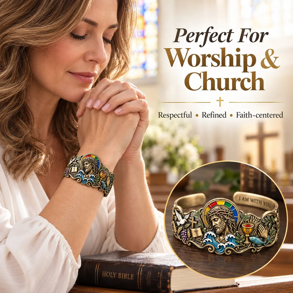 🔥 Last Day 49% OFF - ✝️Faith Inspired Jesus Cuff Bracelet | Antique Brass With Scripture Message