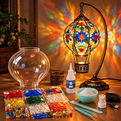 ⏳ Last Day 49% OFF – 🎨 Beginner-Friendly Turkish Mosaic Hot Air Balloon Lamp DIY Kit | Complete Kit with Mosaic Pieces, Tools & USB Light Included ✨