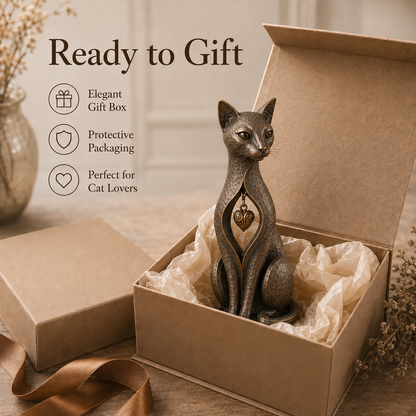 🐱 ❤️Last Day 49% OFF – Heritage Heart Cat Sculpture™ | Vintage Metal Keepsake for Cat Lovers