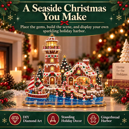 🎄 LAST DAY 49% OFF – Premium 2D Pearl Christmas Lighthouse Diamond Painting Art Kit | Luxury Flocked Canvas with Scratch-Resistant Non-Fading Pearl Beads DIY Holiday Decor 🎅⛄️❄️