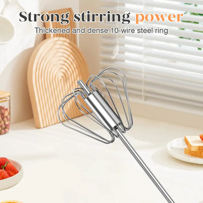 🥣Stainless Steel Hand-Push Rotary Whisk Food-Grade Rust-Resistant Kitchen Utensil