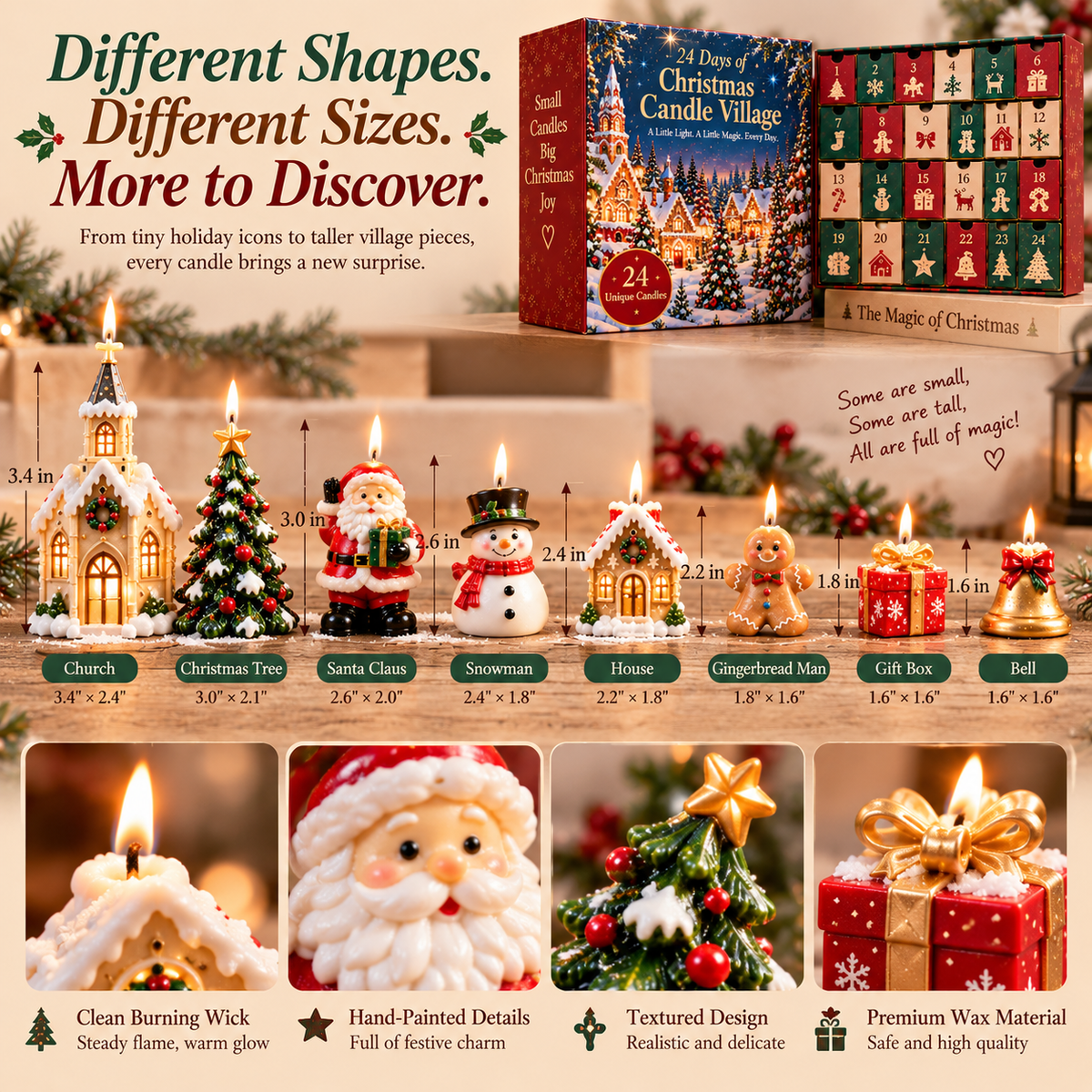 🎁 HOLIDAY KICKOFF SALE — 50% OFF 24 Days of Christmas Candle Village — Unbox, Collect & Light Your Village