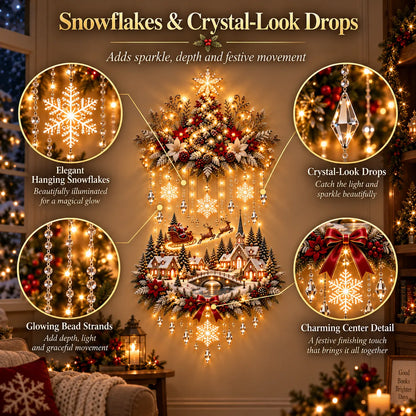 🎄 Illuminated Christmas Tree & Village Wall Hanging