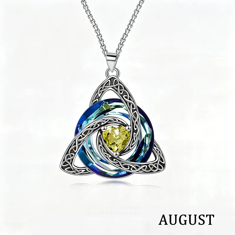 💎 12 Birthstone Celtic Knot Necklace for Women – Personalized Birth Month Jewelry Gift