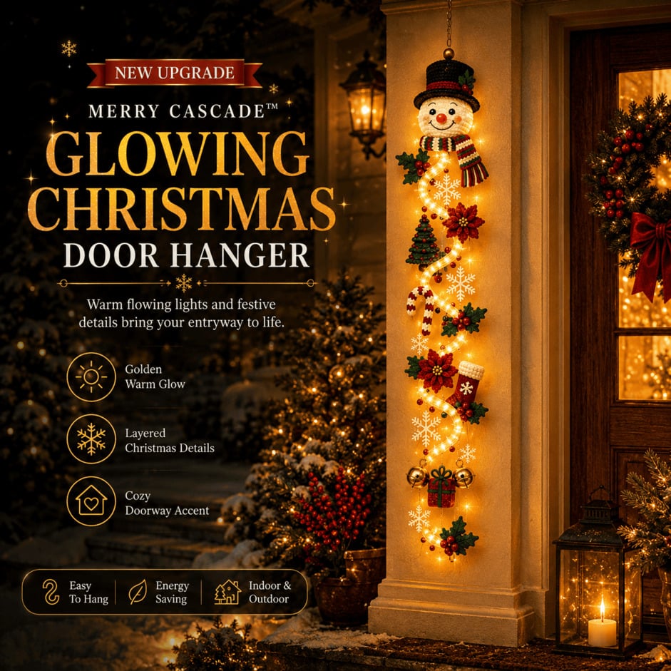 🎄Light‑Up Glowing Christmas Door Hanger ✨ Festive Home Decor