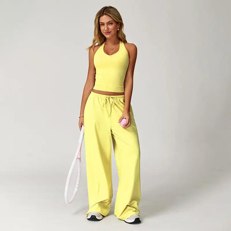 Women's 2-Piece Athleisure Outfits - Polyester-Silk Fitted Summervibe Sweatsuit