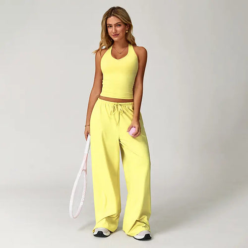 Women's 2-Piece Athleisure Outfits - Polyester-Silk Fitted Summervibe Sweatsuit