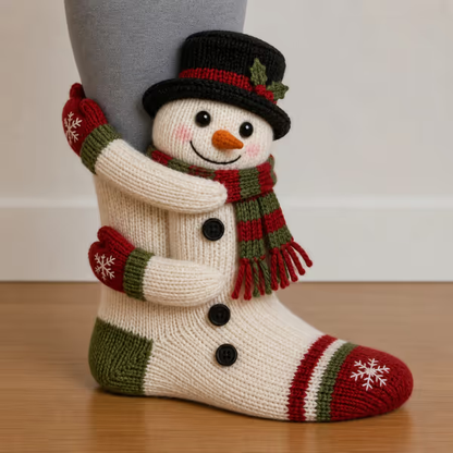 🎄 3D Hugging Christmas Character Socks – Cozy Knit Holiday Gift Socks