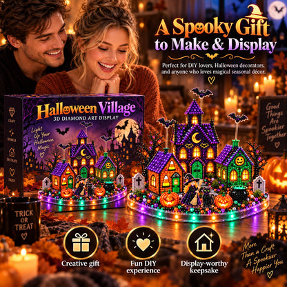 🎃 3D DIY Halloween Village Diamond Art Kit – Spooky Miniature Craft & Holiday Decor