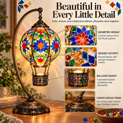 ⏳ Last Day 49% OFF – 🎨 Beginner-Friendly Turkish Mosaic Hot Air Balloon Lamp DIY Kit | Complete Kit with Mosaic Pieces, Tools & USB Light Included ✨