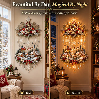 🎄 Illuminated Christmas Tree & Village Wall Hanging