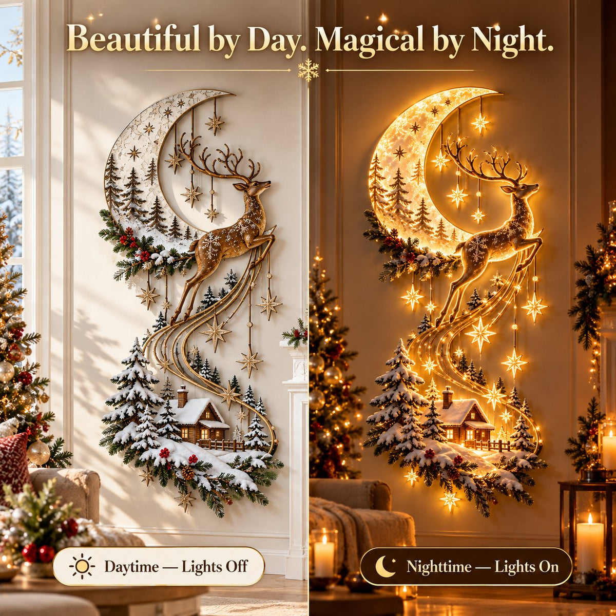 ✨Reindeer Under the Starry Sky™ – Cozy Christmas Cabin