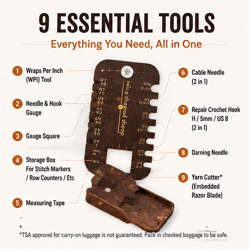 🧶 Stitch Scout 9-in-1 Multi-Tool for Knitters & Crocheters