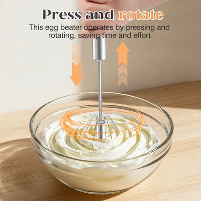 🥣Stainless Steel Hand-Push Rotary Whisk Food-Grade Rust-Resistant Kitchen Utensil