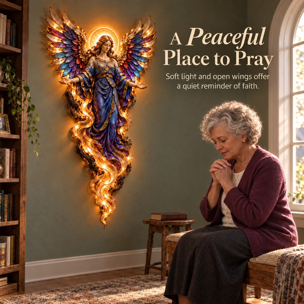 ⏰ 50% Off Sale ✝️ Heavenly Radiance™ Lighted Angel Wall Sculpture ✨