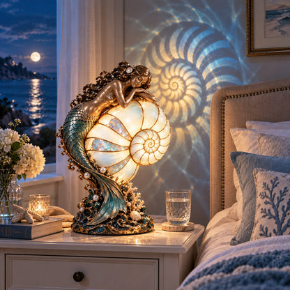 🧜‍♀️ Moon-Tide Mermaid Nautilus Lamp