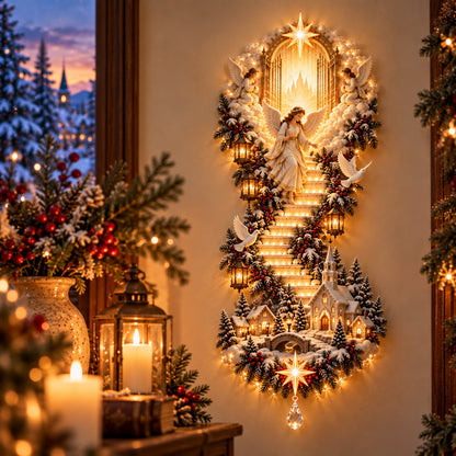 ⏳ Last day to save 49% –✨ Jesus Light of Heaven Christmas Wall Hanging | Illuminated Nativity Stairway Decor ✝️