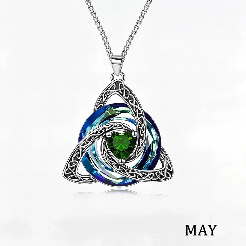 💎 12 Birthstone Celtic Knot Necklace for Women – Personalized Birth Month Jewelry Gift