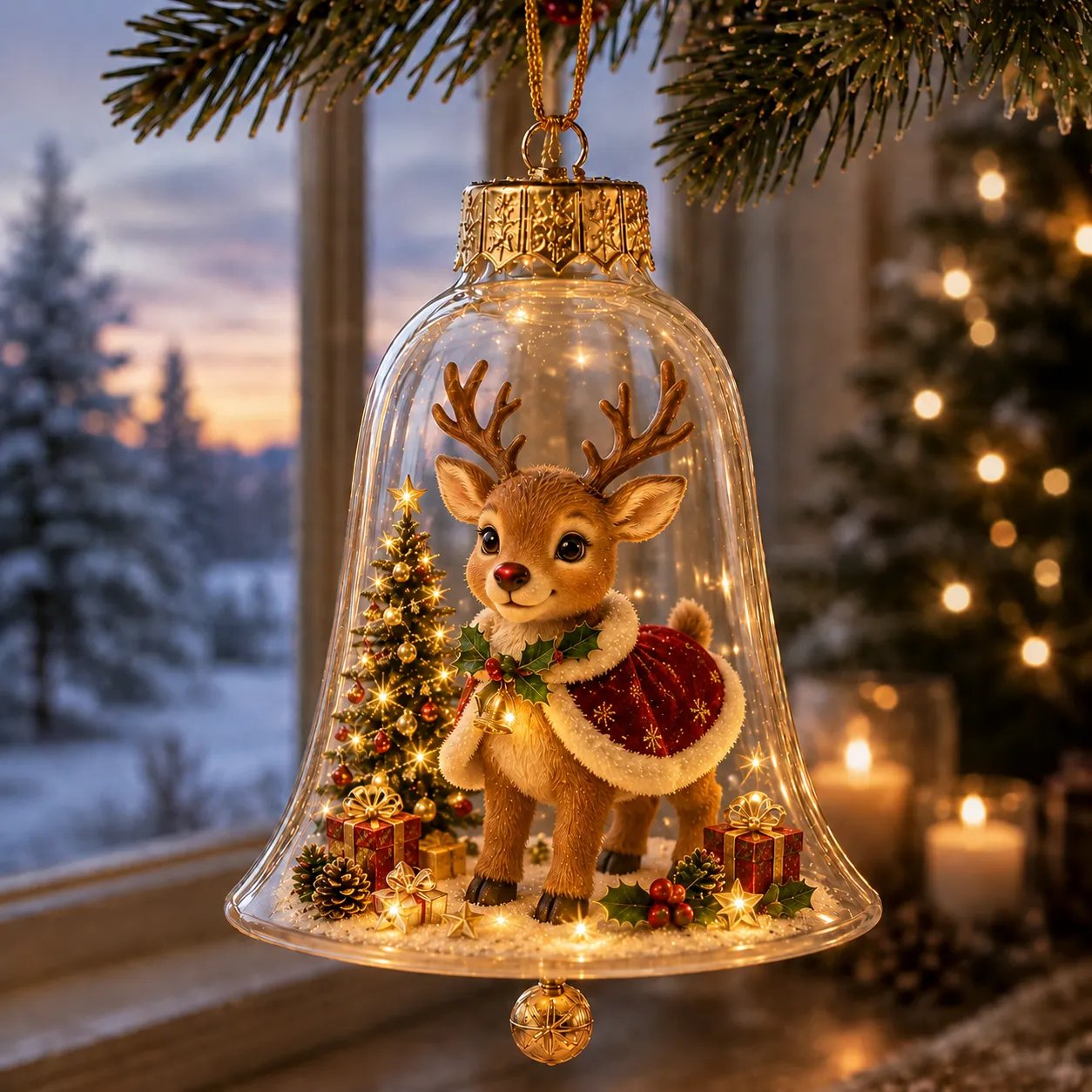 ✨🎄 Illuminated Christmas Story Ornament – Light‐Up Mini Holiday Scene
