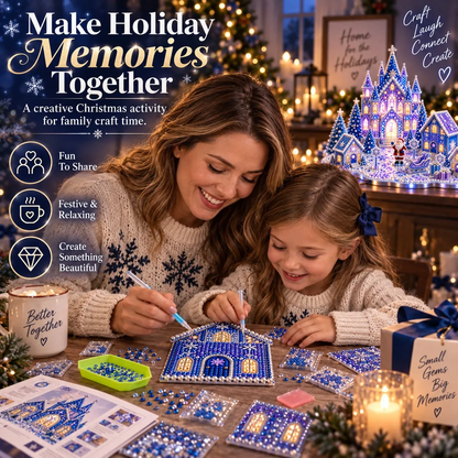 🎄 3D Christmas Village Gem Art DIY Kit – Sparkling Handmade Holiday Display