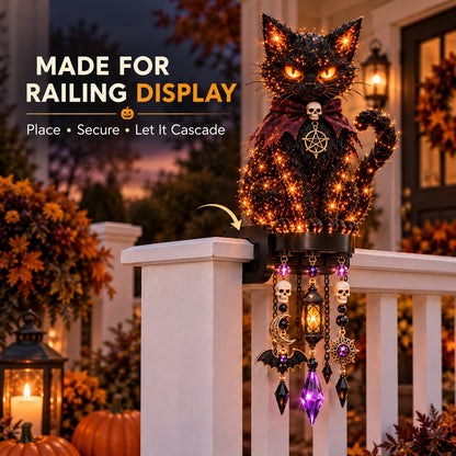 📍🎃 Halloween Character Glow Cascade Railing Lights – Pumpkin, Witch, Ghost & Black Cat