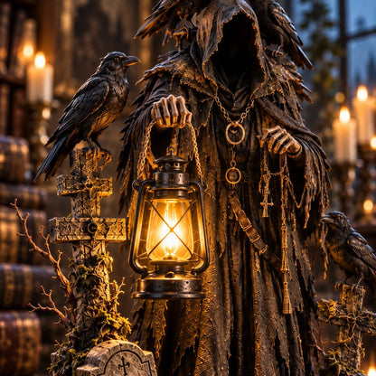 Keeper of the Last Light – Raven Guardian Lantern Statue