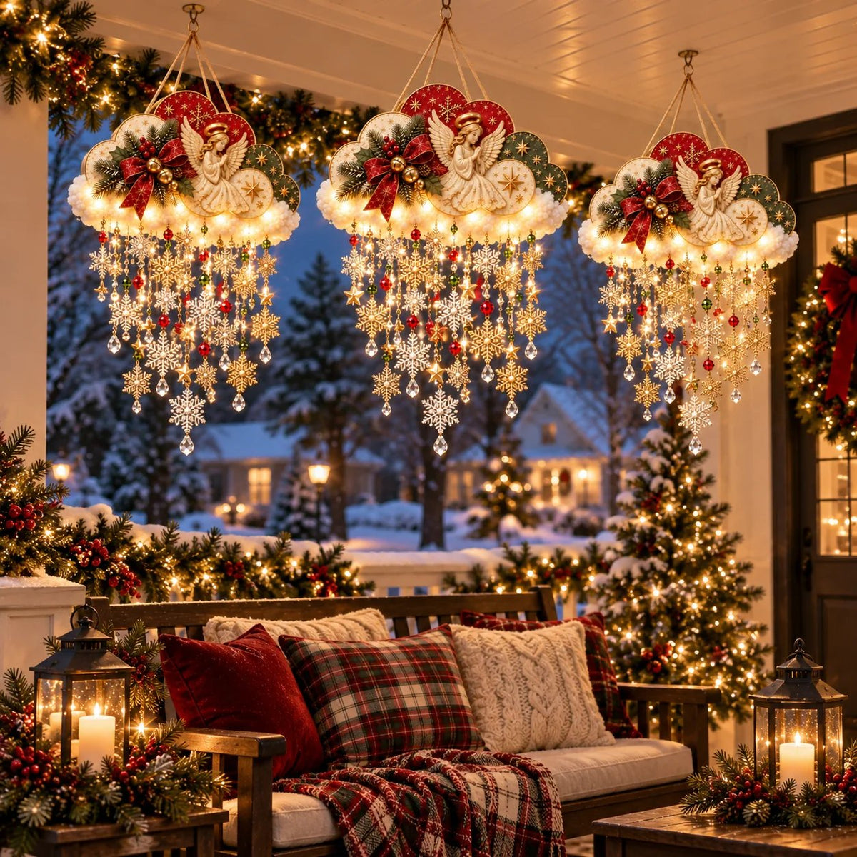🔥✨ Angelic Christmas Snowfall Cloud – Lighted Hanging Holiday Decor☁️✨