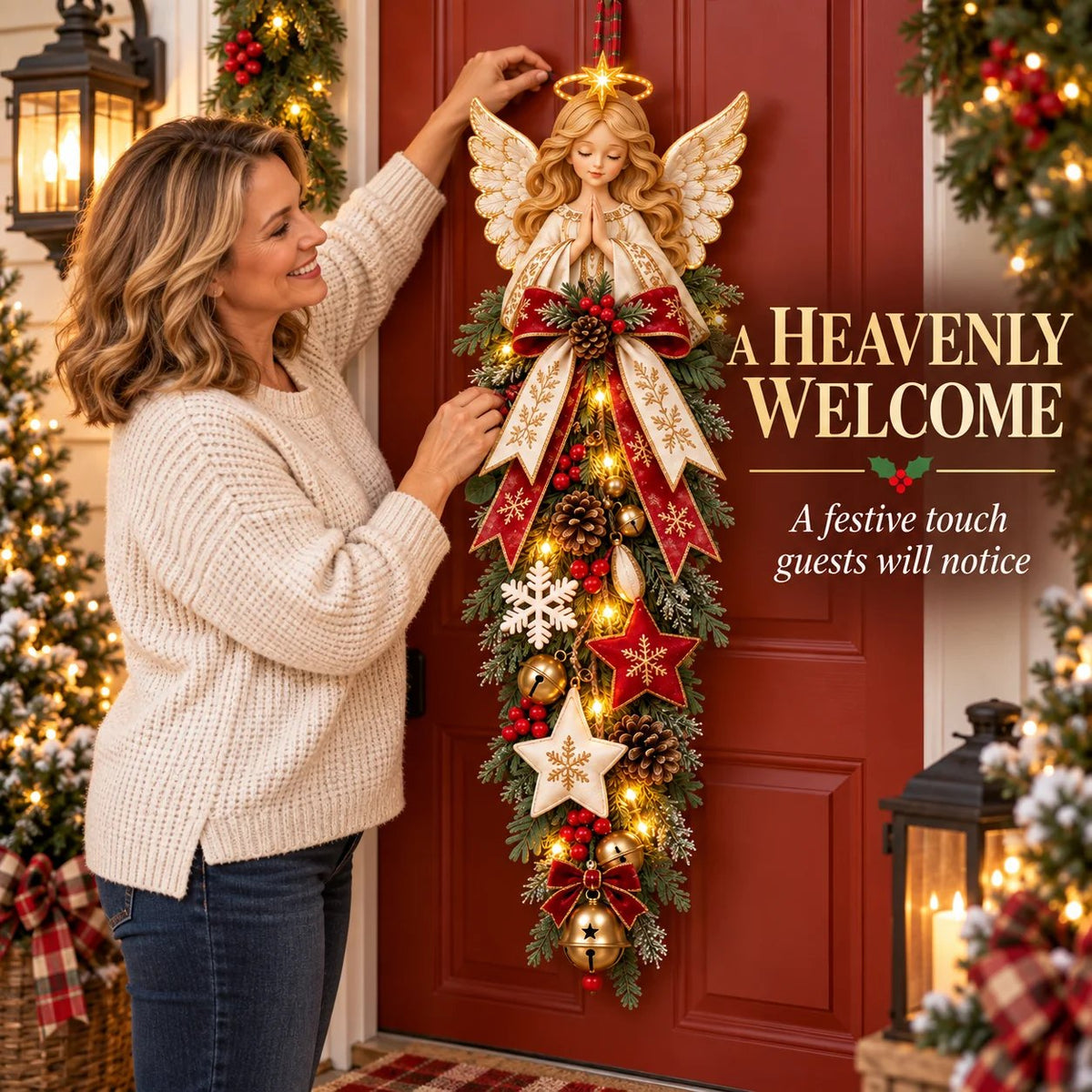 👼 Light-up Angel Christmas Door Decoration Gift – A Christmas blessing from heaven