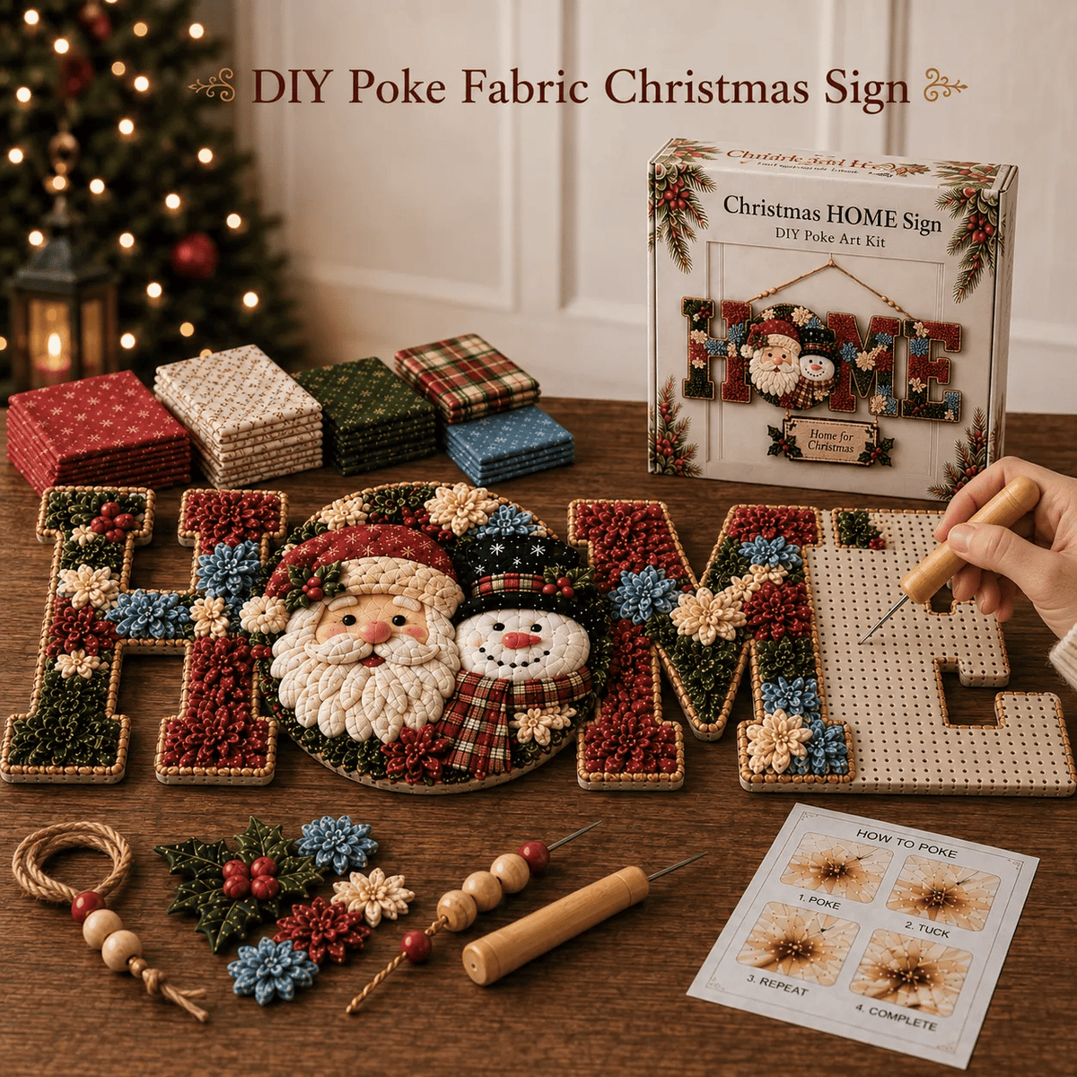 🔥 Last Day 49% OFF | 🏡 HOME Sweet HOME DIY Fabric Poke Art Kit ✨