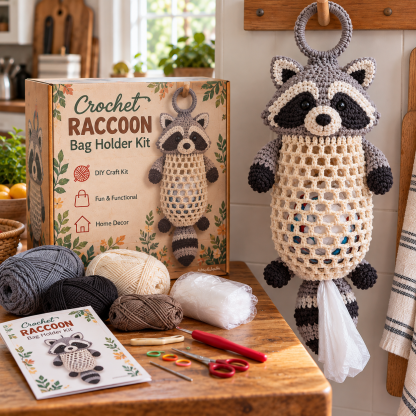 🧶Crochet Animal Bag Holder DIY Kit – Cute & Functional Hanging Storage Craft Kit