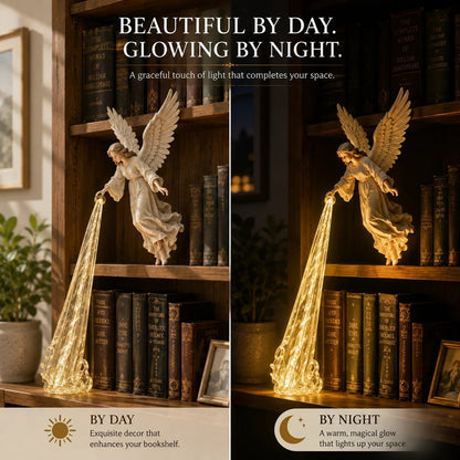 Guardian Angel Bookshelf Light – Warm Golden Beam Figurine