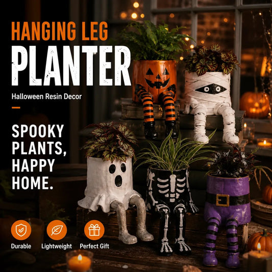💯 49% OFF – 🎃 Halloween Hanging Leg Planter | Hand-Painted Resin Character Pot for Succulents, Shelves, Desks, Porches & Spooky Seasonal Displays 🪴