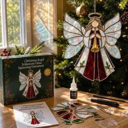 🎄Beginner-Friendly Christmas Iridescent Suncatcher DIY Kit | Complete Kit with Glass-Style Panels, Metal Frames, Hanging Chain, Tools & Step-by-Step Guide Included 💕