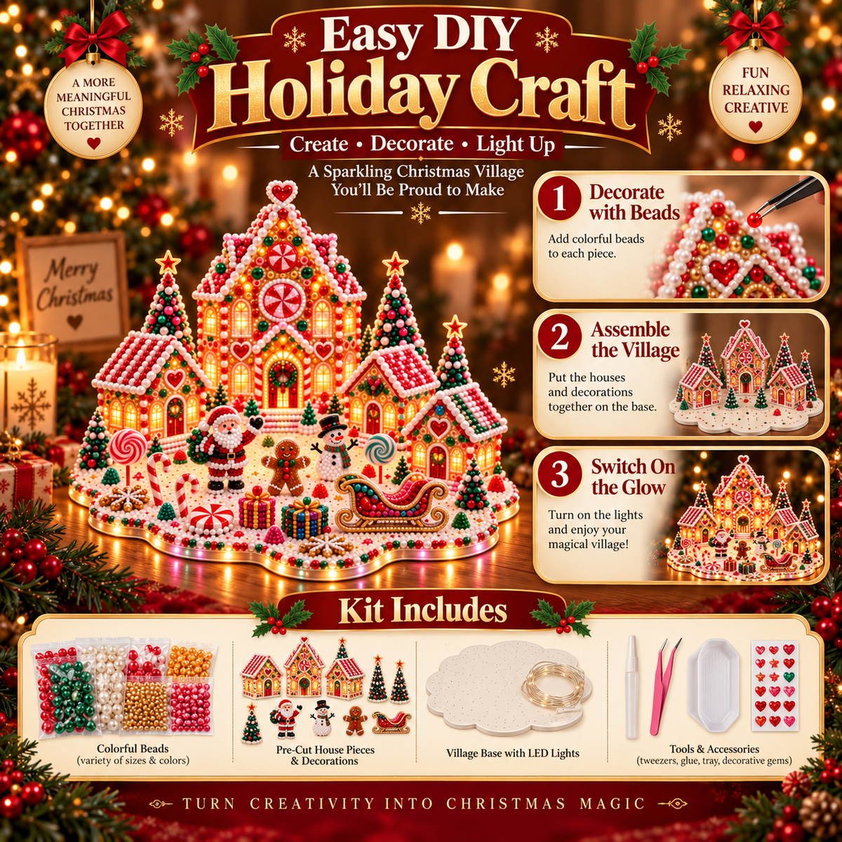 🎃 3D DIY Halloween Village Diamond Art Kit – Spooky Miniature Craft & Holiday Decor