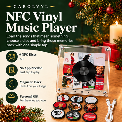 🎵 NFC Vinyl Music Player – Personalized Christmas Song Disc Gift