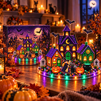 🎃 3D DIY Halloween Village Diamond Art Kit – Spooky Miniature Craft & Holiday Decor