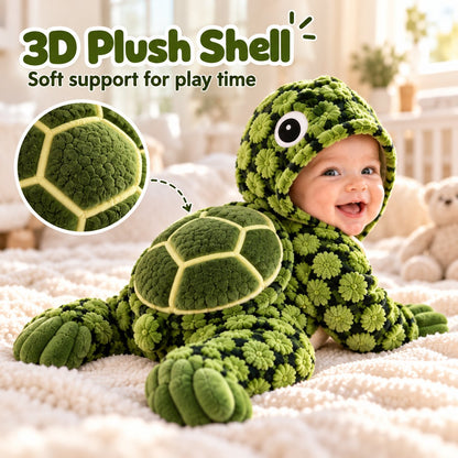 🐢 Little Turtle Plush 3D Shell Baby Onesie – Cute Hooded Cozy Romper