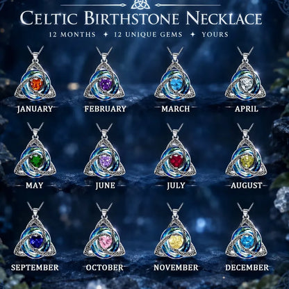 💎 12 Birthstone Celtic Knot Necklace for Women – Personalized Birth Month Jewelry Gift