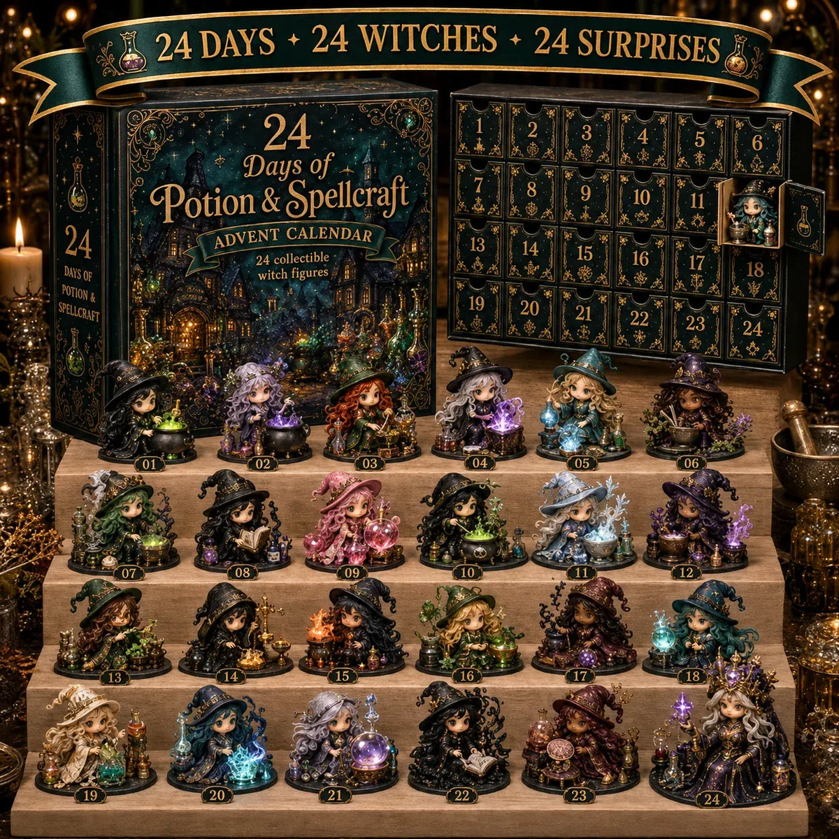 🧙‍♀️TODAY ONLY 49% OFF – Witch Advent Calendar | 24 Days of Magical Witchy Surprises | Limited Edition Collectible Mini Figures✨