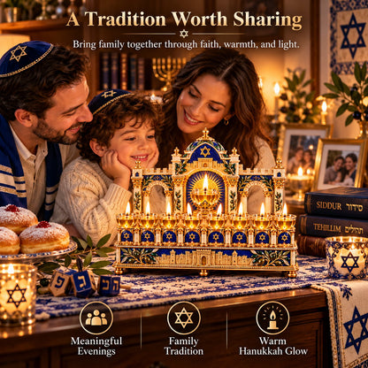🕎 8-Night Hanukkah Oil Lamp Centerpiece – Traditional Menorah-Inspired Holiday Decor