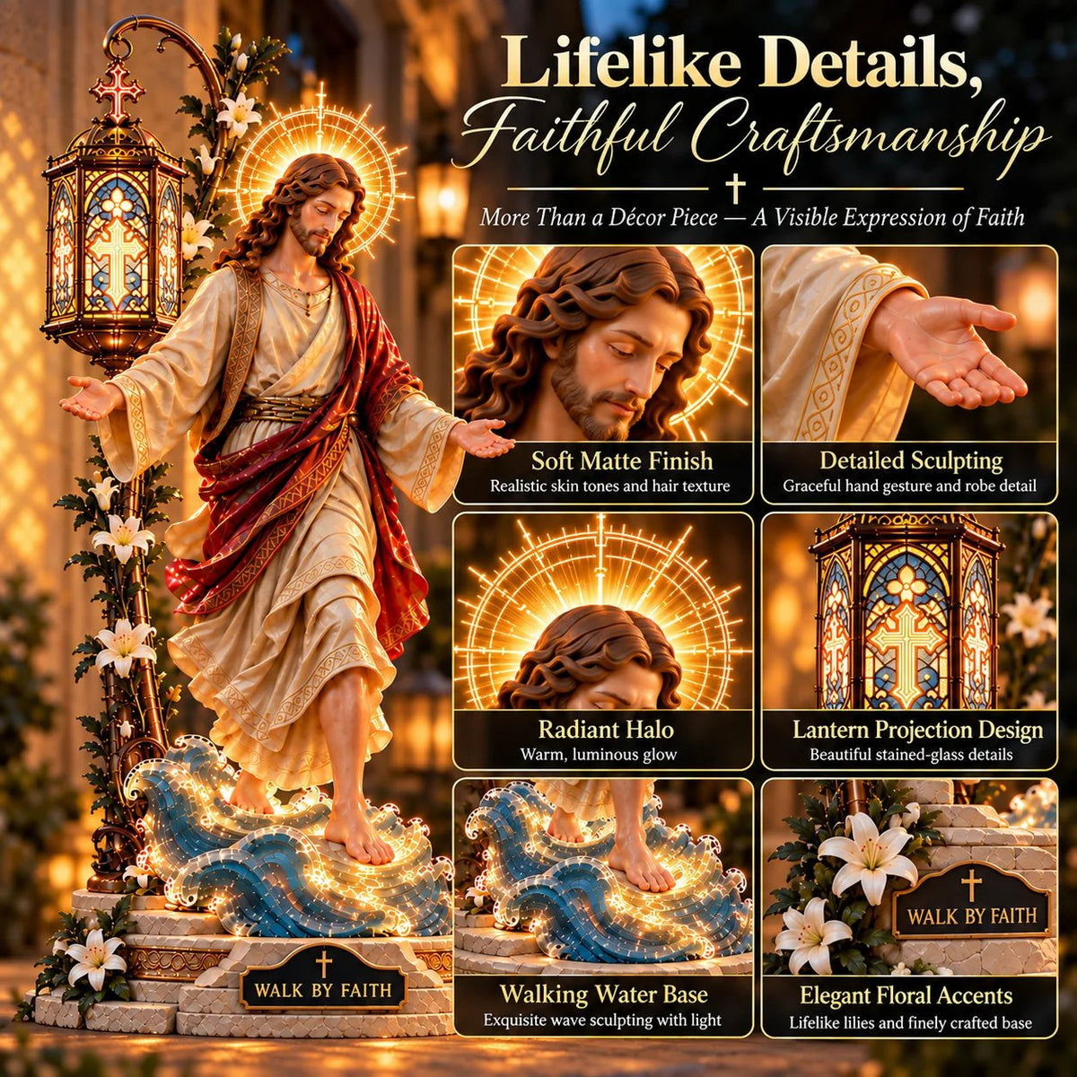 ⏰ LAST DAY 50% OFF ✝️ Jesus Walking on Water Reflection Light