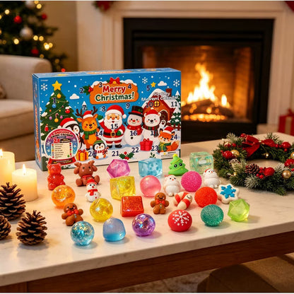 Lobby Inspired 24Pcs Squishy Fidget Toy Advent Calendar, Christmas Countdown Surprise Variety Squeeze Toy Pack, Kids Christmas Stocking Stuffer